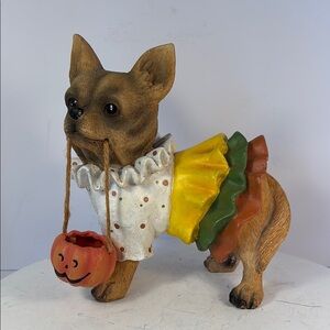 “Too Cute To Spook” Chihuahua in Costume with Jack O Lantern Crackers Barrel